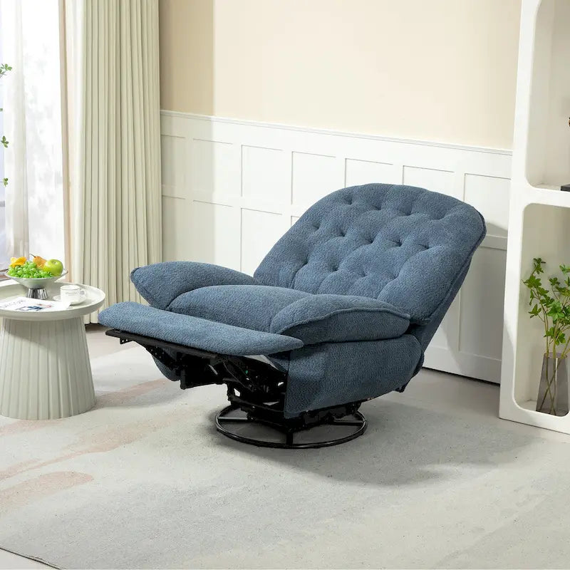 Chenille Swivel Glider Recliner Chair with Push-Back Function