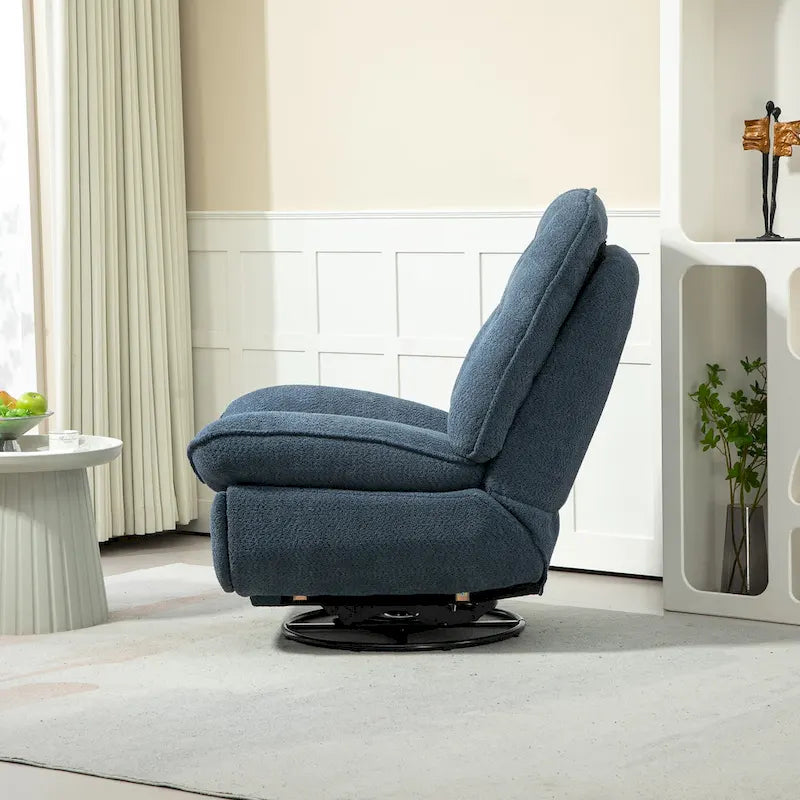 Chenille Swivel Glider Recliner Chair with Push-Back Function