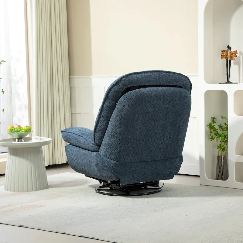 Chenille Swivel Glider Recliner Chair with Push-Back Function