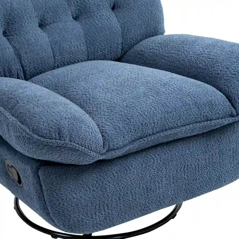 Chenille Swivel Glider Recliner Chair with Push-Back Function