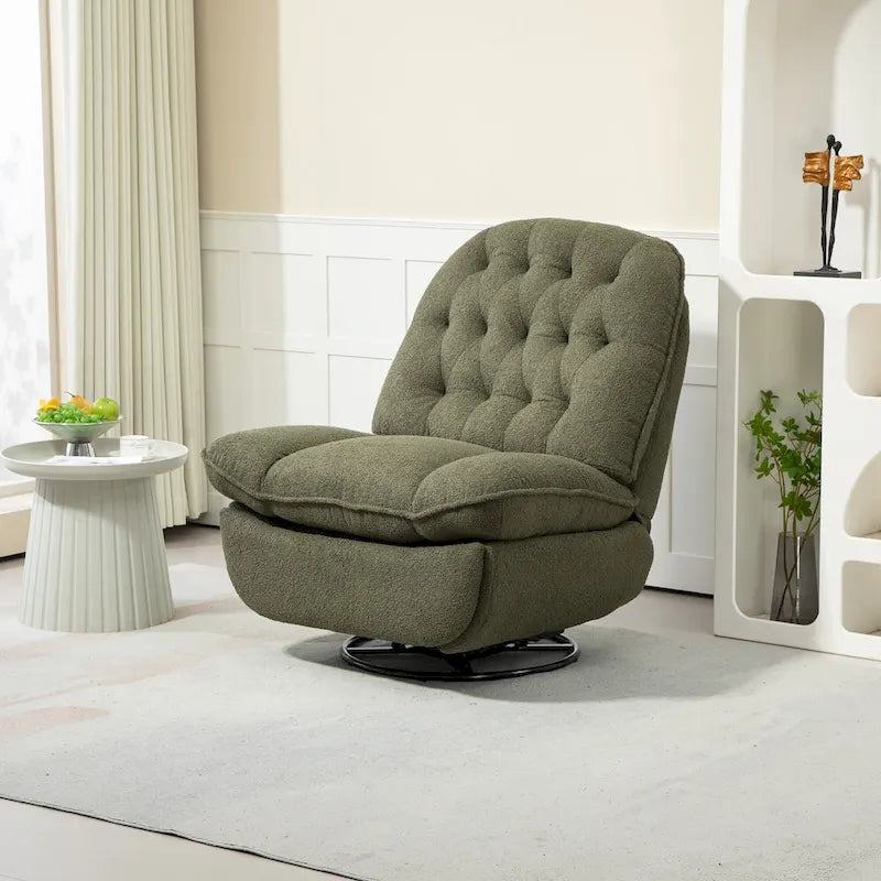Chenille Swivel Glider Recliner Chair with Push-Back Function