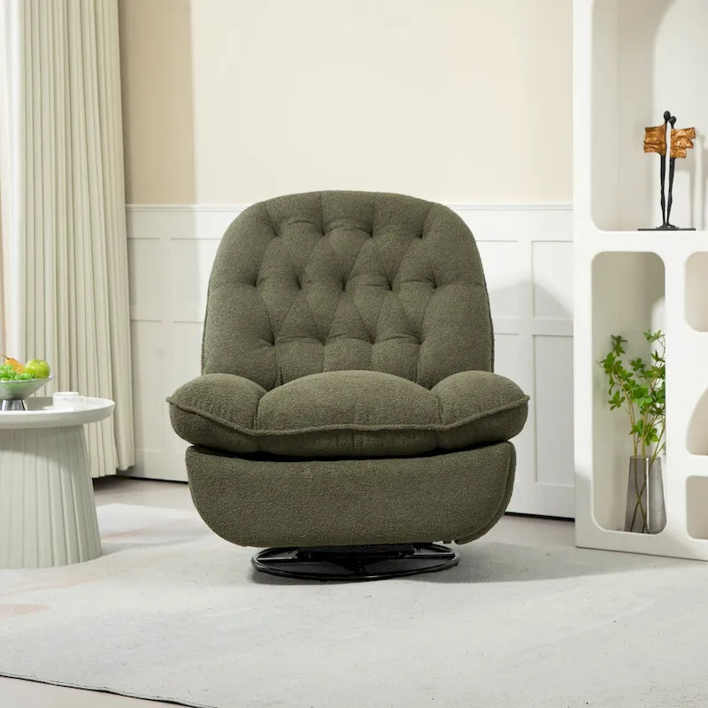 Chenille Swivel Glider Recliner Chair with Push-Back Function
