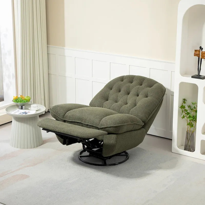 Chenille Swivel Glider Recliner Chair with Push-Back Function
