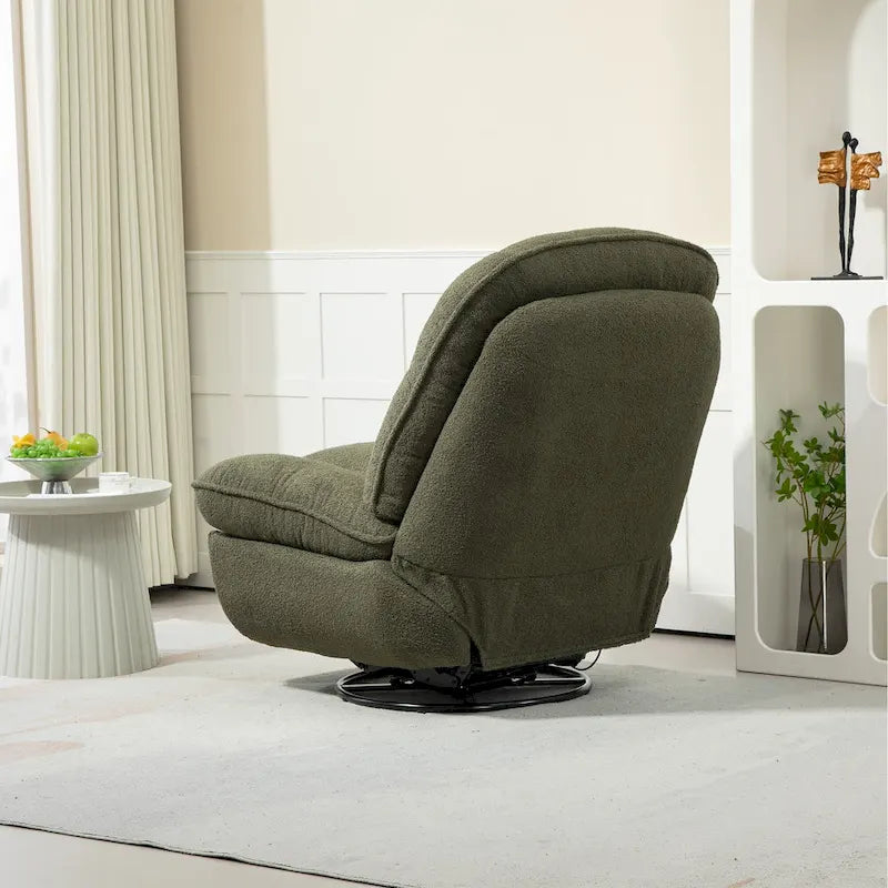 Chenille Swivel Glider Recliner Chair with Push-Back Function