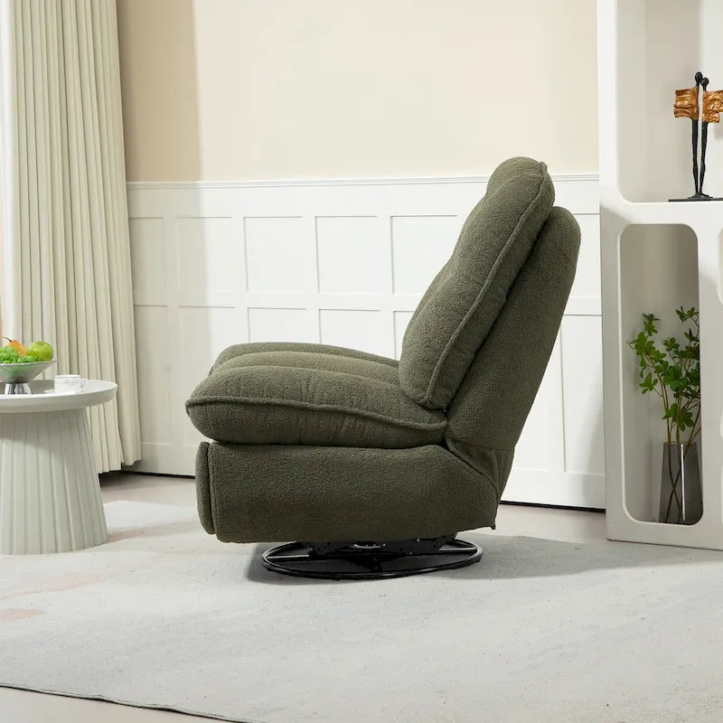 Chenille Swivel Glider Recliner Chair with Push-Back Function