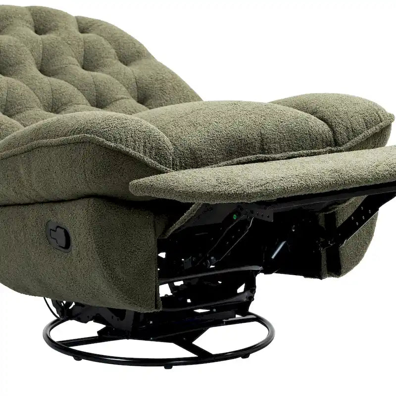 Chenille Swivel Glider Recliner Chair with Push-Back Function