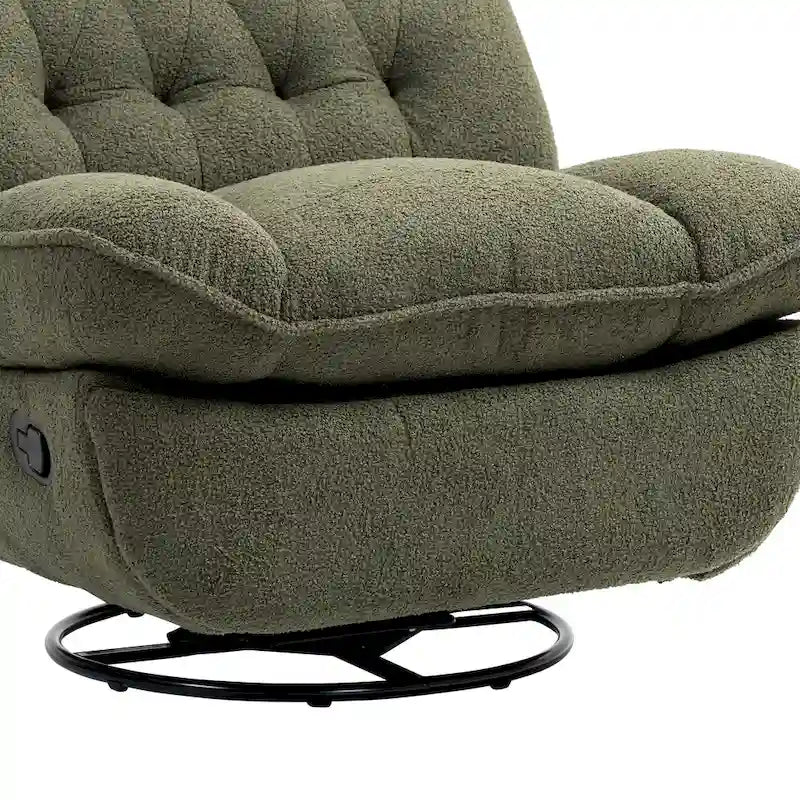 Chenille Swivel Glider Recliner Chair with Push-Back Function