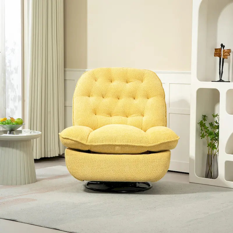 Chenille Swivel Glider Recliner Chair with Push-Back Function