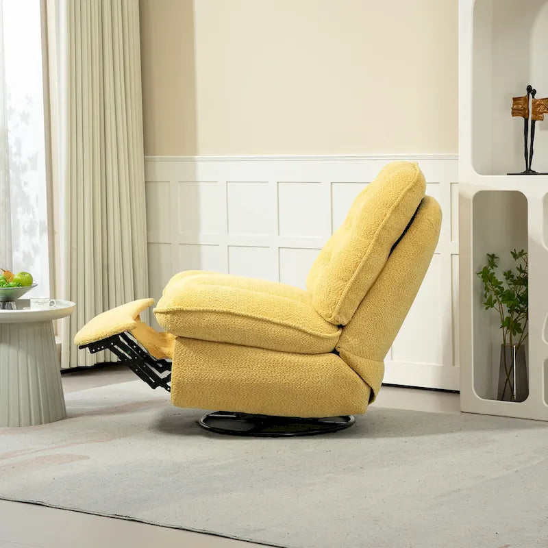 Chenille Swivel Glider Recliner Chair with Push-Back Function