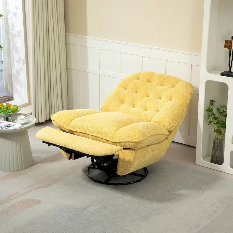 Chenille Swivel Glider Recliner Chair with Push-Back Function