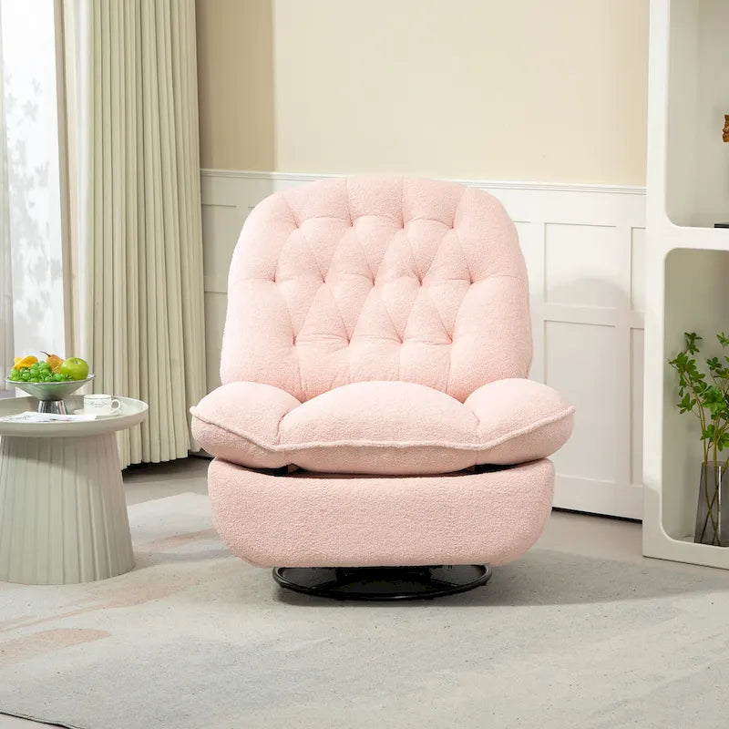 Chenille Swivel Glider Recliner Chair with Push-Back Function