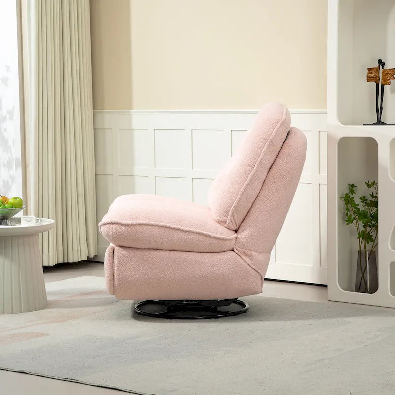 Chenille Swivel Glider Recliner Chair with Push-Back Function