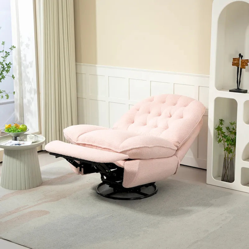 Chenille Swivel Glider Recliner Chair with Push-Back Function