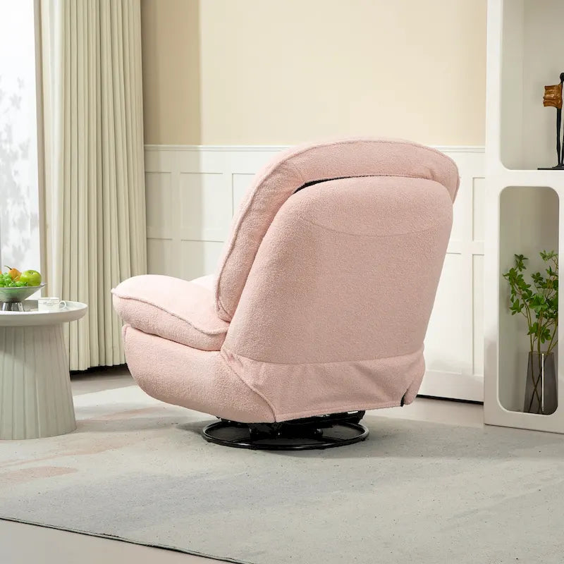 Chenille Swivel Glider Recliner Chair with Push-Back Function