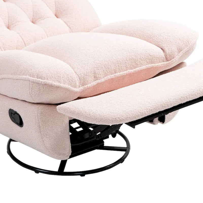 Chenille Swivel Glider Recliner Chair with Push-Back Function