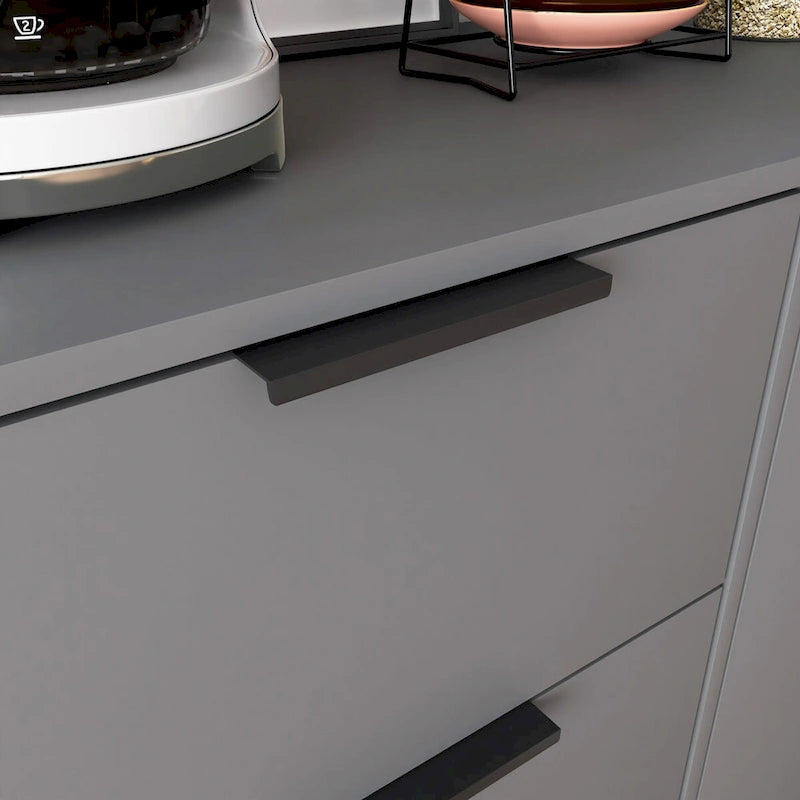 3-Drawer Storage Cabinet with Adjustable Shelf and Door, Natural Wood & Gray