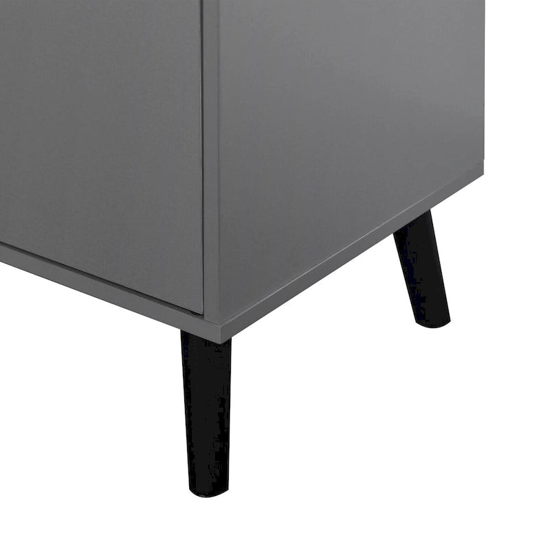 3-Drawer Storage Cabinet with Adjustable Shelf and Door, Natural Wood & Gray