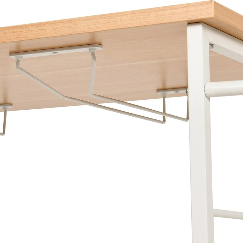 Carrello da cucina bianco con ruote, ripiani portaoggetti, mobiletto e presa elettrica